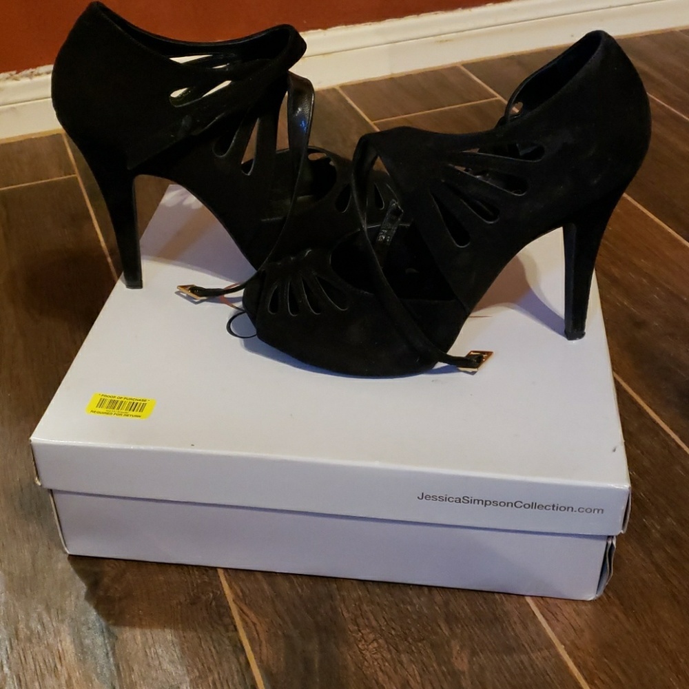 Black suede heels